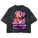 Playera streetwear premium de anime y gaming ExtraLife MX, corte boxy deluxe mineral wash heavyweight en color Acid Wash, moda urbana mexicana de culto.