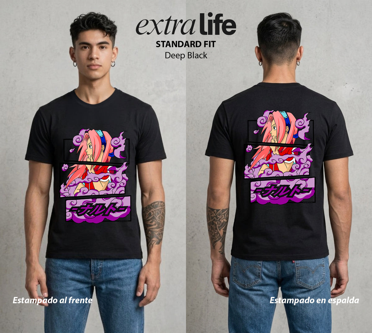 La Aldea Oculta | Zorro de Nueve Colas #02896 - Playera Classic Premium | Deep Black - Foto en modelo