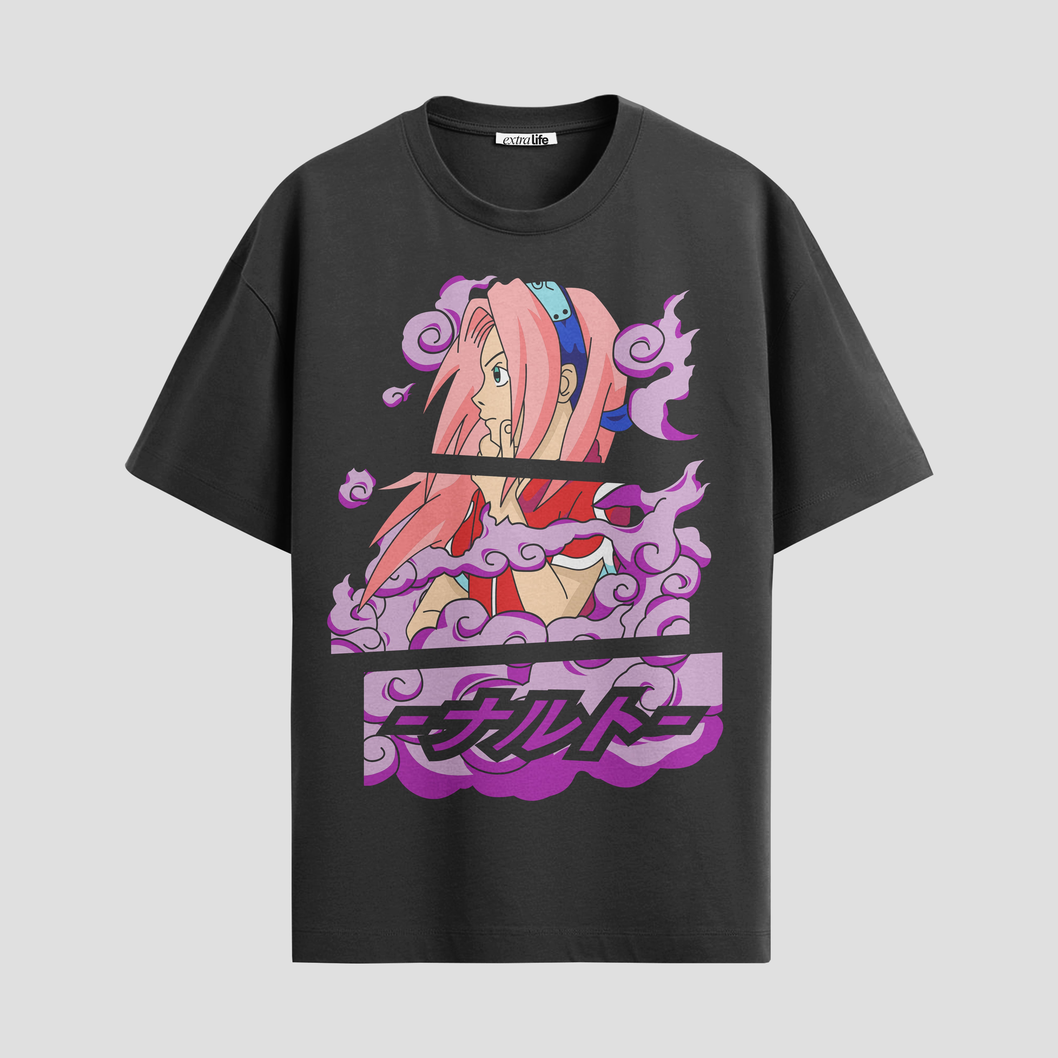 Playera urbana de anime y gaming ExtraLife MX, corte Standard Fit unisex ligero y transpirable en color Deep Black y Pure White, ropa de uso diario para gym y casual.