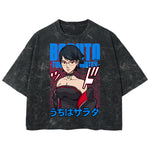 Playera streetwear premium de anime y gaming ExtraLife MX, corte boxy deluxe mineral wash heavyweight en color Acid Wash, moda urbana mexicana de culto.
