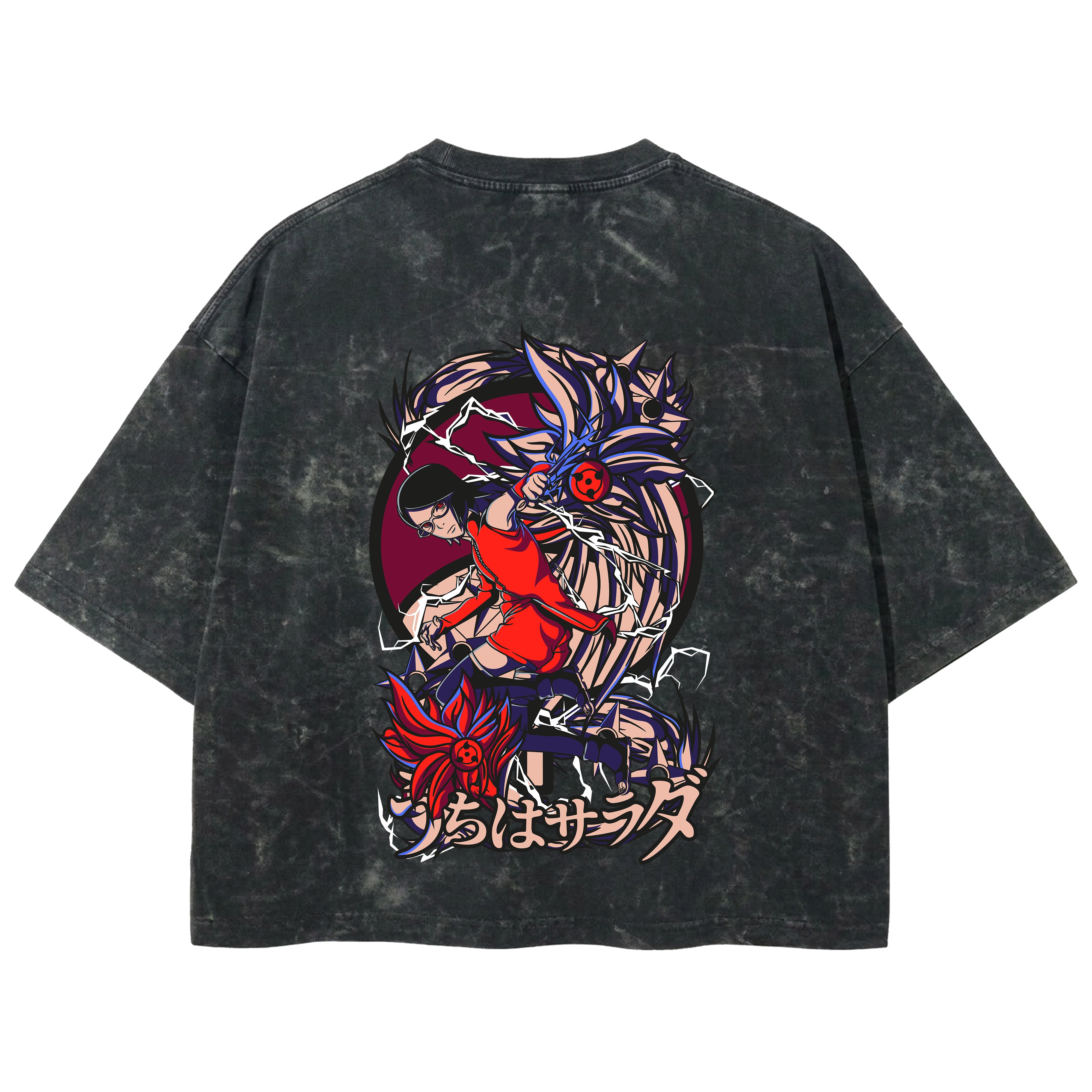 Playera streetwear premium de anime y gaming ExtraLife MX, corte boxy deluxe mineral wash heavyweight en color Acid Wash, moda urbana mexicana de culto.