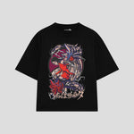 Playera streetwear premium de anime y gaming ExtraLife MX, corte oversized drop shoulder ligero y fresco en color Deep Black y Off-White, moda urbana mexicana de culto.