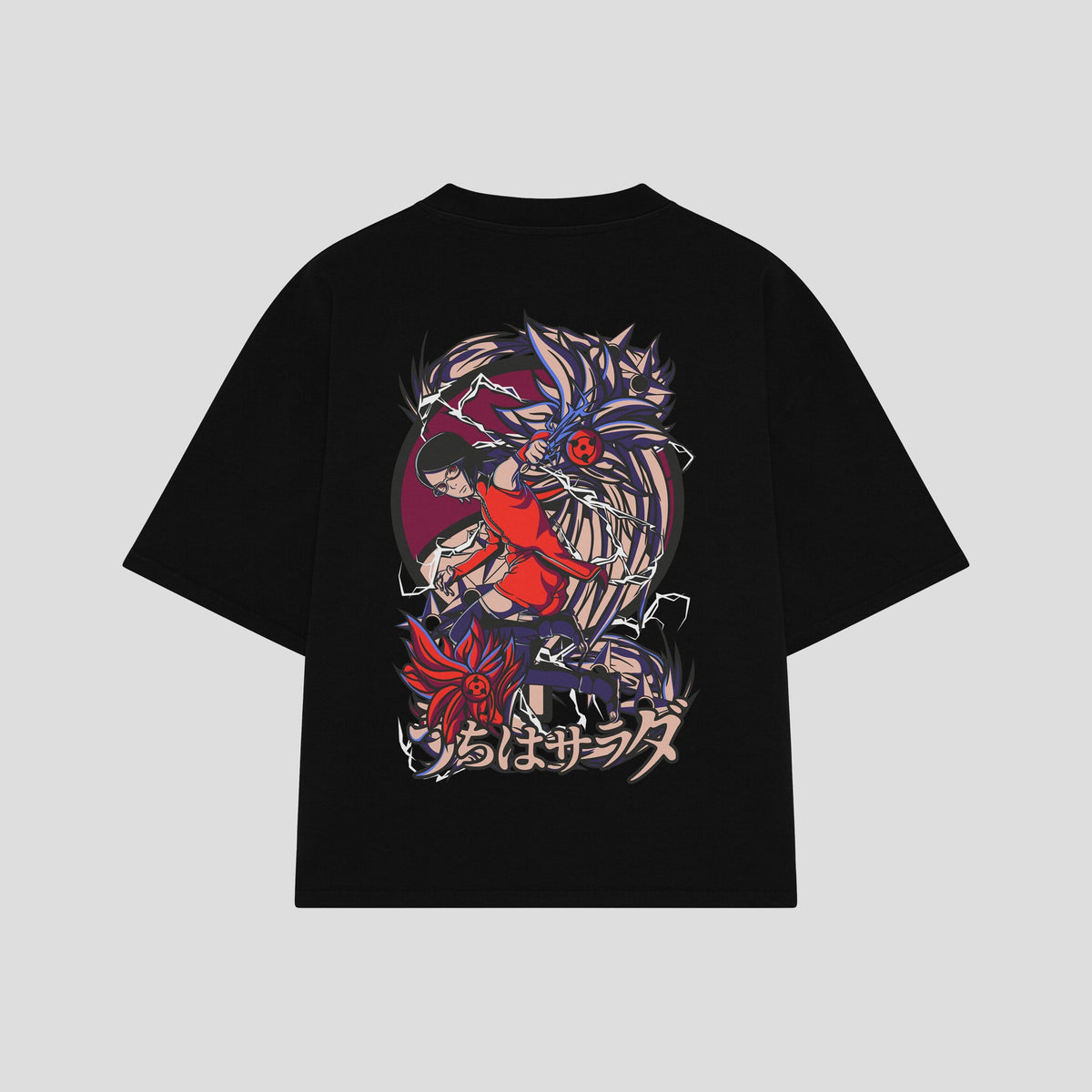 Playera streetwear premium de anime y gaming ExtraLife MX, corte oversized drop shoulder ligero y fresco en color Deep Black y Off-White, moda urbana mexicana de culto.