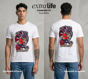 La Aldea Oculta | Zorro de Nueve Colas #02903 - Playera Standard Fit | Pure White - Foto en modelo
