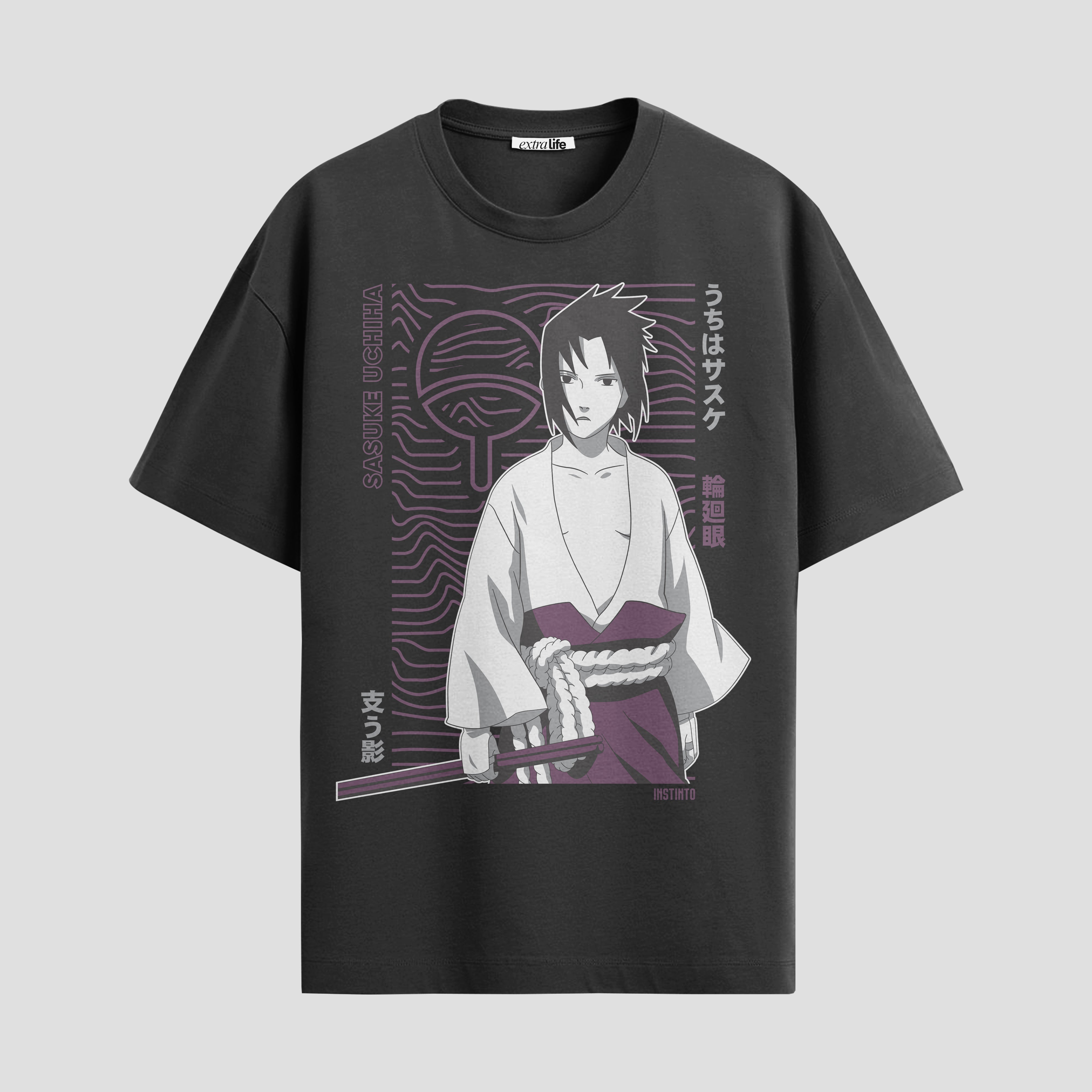 Playera urbana de anime y gaming ExtraLife MX, corte Standard Fit unisex ligero y transpirable en color Deep Black y Pure White, ropa de uso diario para gym y casual.