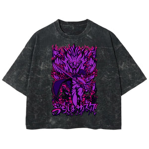 Playera streetwear premium de anime y gaming ExtraLife MX, corte boxy deluxe mineral wash heavyweight en color Acid Wash, moda urbana mexicana de culto.