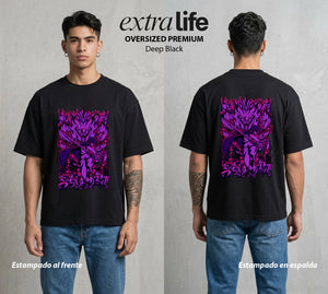 La Aldea Oculta | Dattebayo del Viento #02908 - Playera Oversized Premium | Deep Black - Foto en modelo