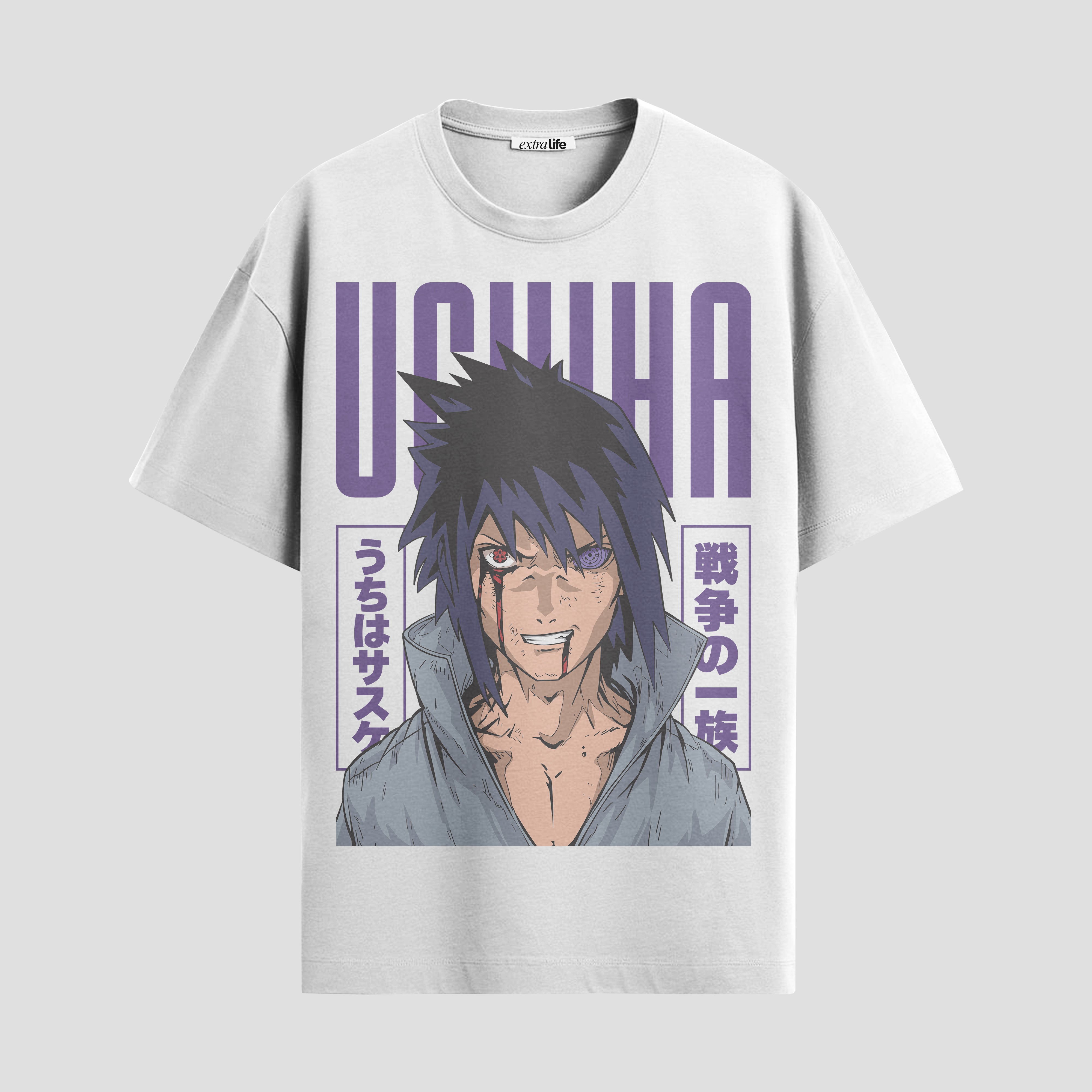 Playera urbana de anime y gaming ExtraLife MX, corte Standard Fit unisex ligero y transpirable en color Deep Black y Pure White, ropa de uso diario para gym y casual.