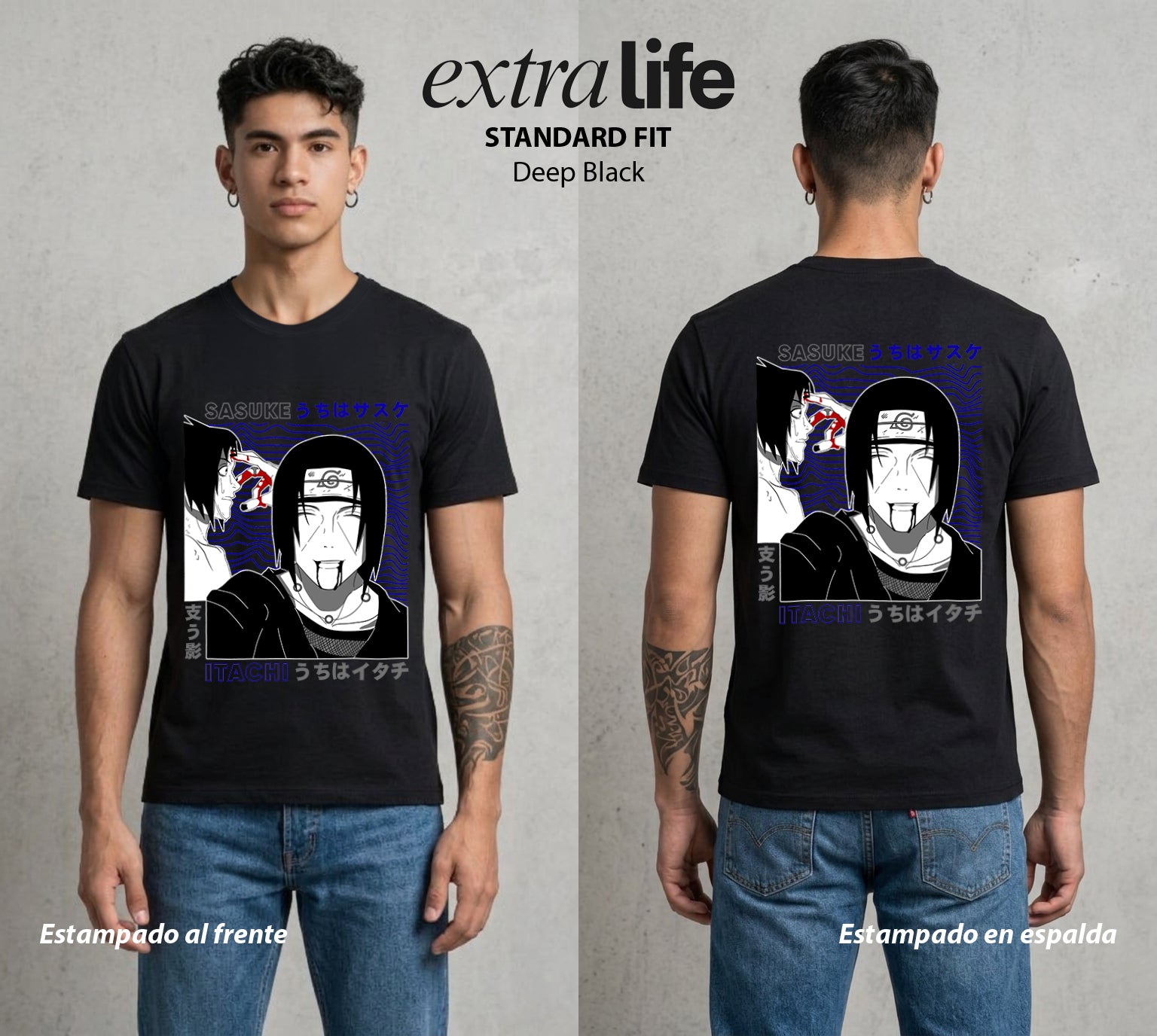 La Aldea Oculta | Zorro de Nueve Colas #02912 - Playera Standard Fit | Deep Black - Foto en modelo