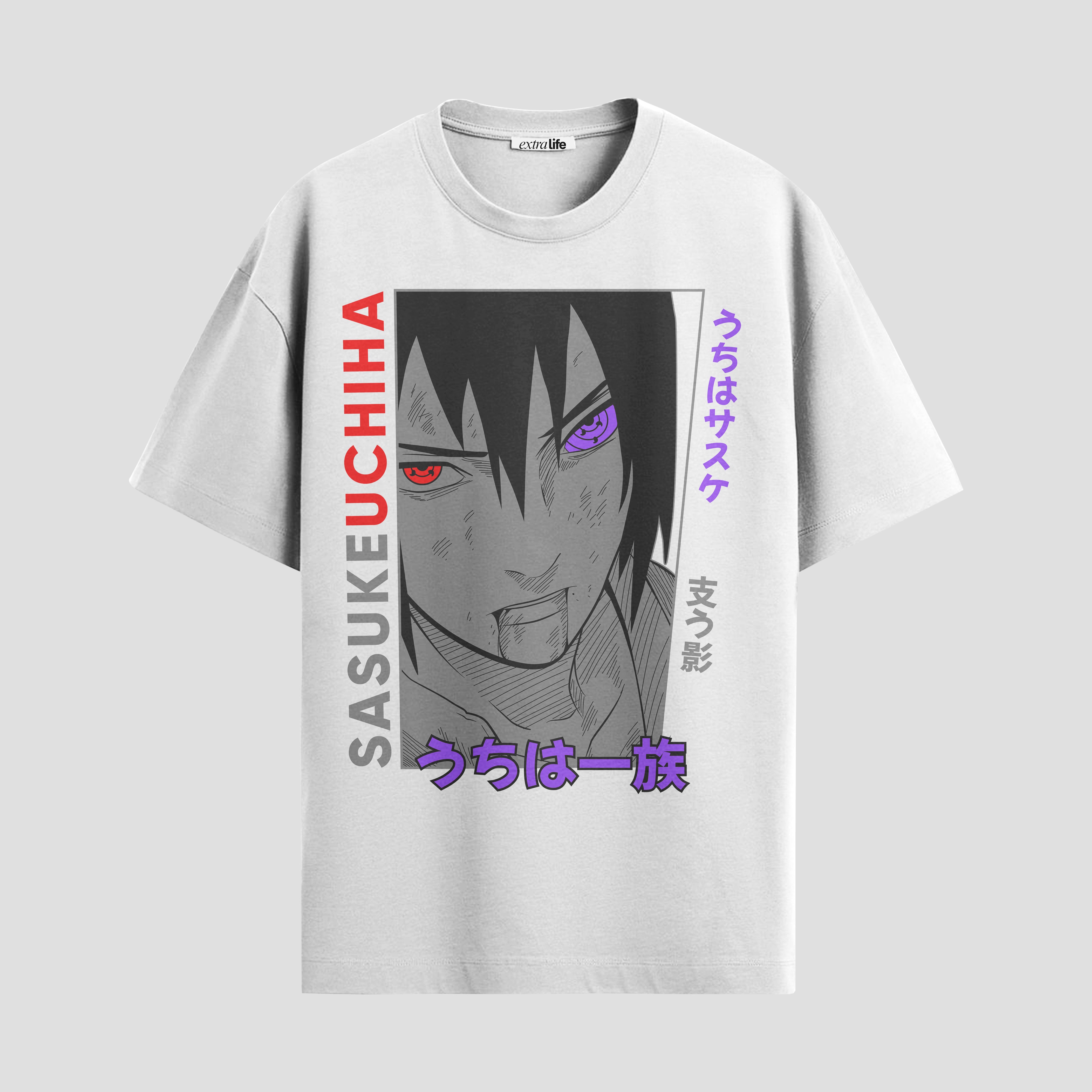 Playera urbana de anime y gaming ExtraLife MX, corte Standard Fit unisex ligero y transpirable en color Deep Black y Pure White, ropa de uso diario para gym y casual.
