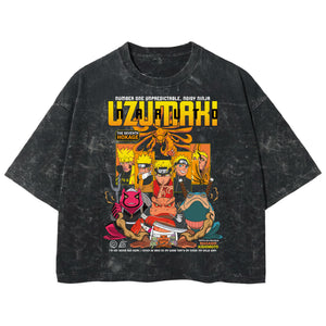 Playera streetwear premium de anime y gaming ExtraLife MX, corte boxy deluxe mineral wash heavyweight en color Acid Wash, moda urbana mexicana de culto.