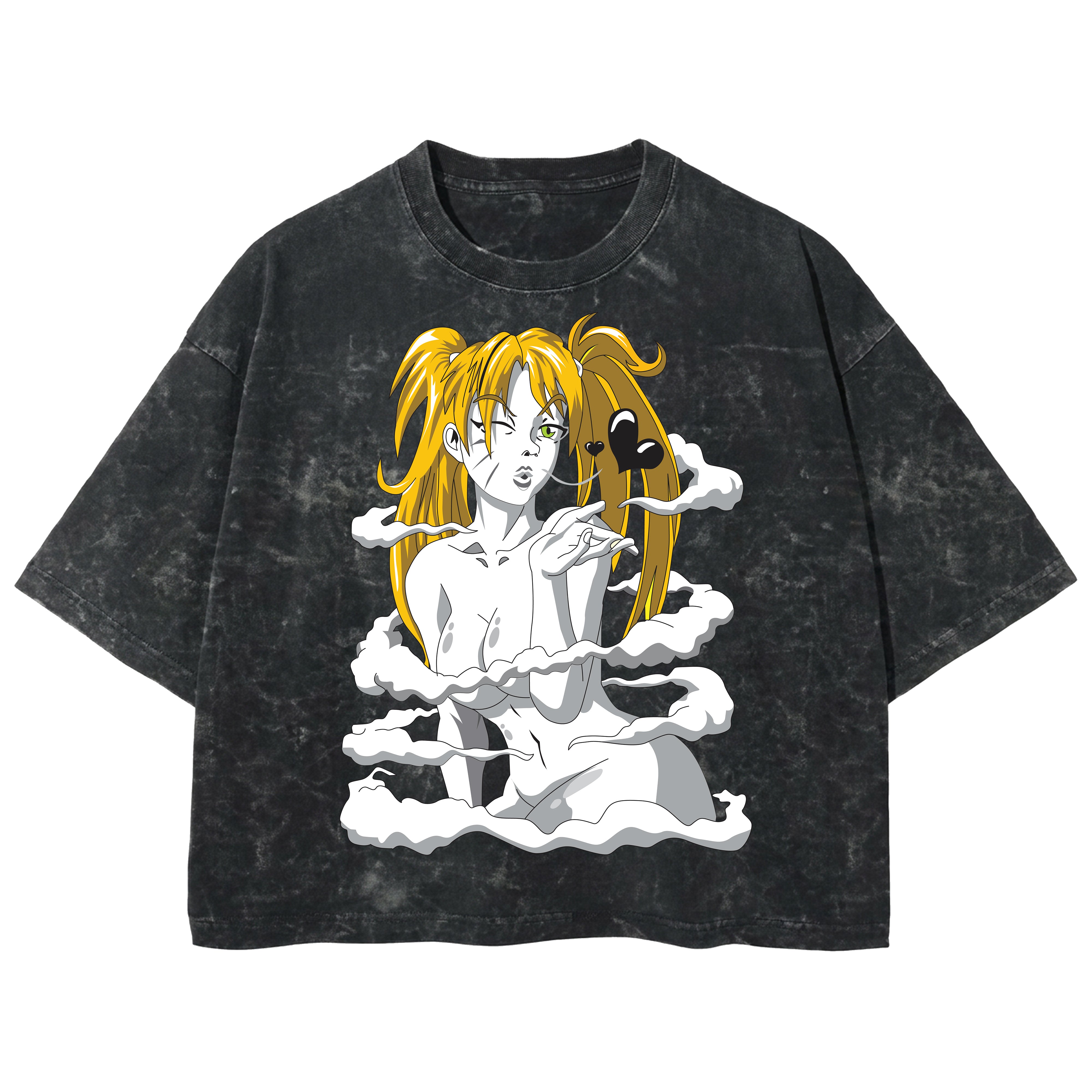 Playera streetwear premium de anime y gaming ExtraLife MX, corte boxy deluxe mineral wash heavyweight en color Acid Wash, moda urbana mexicana de culto.