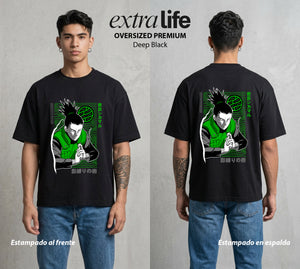 La Aldea Oculta | El Hokage del Futuro #02921 - Playera Oversized Premium | Deep Black - Foto en modelo