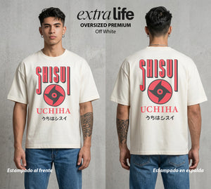 La Aldea Oculta | Zorro de Nueve Colas #02922 - Playera Oversized Premium | Off White - Foto en modelo