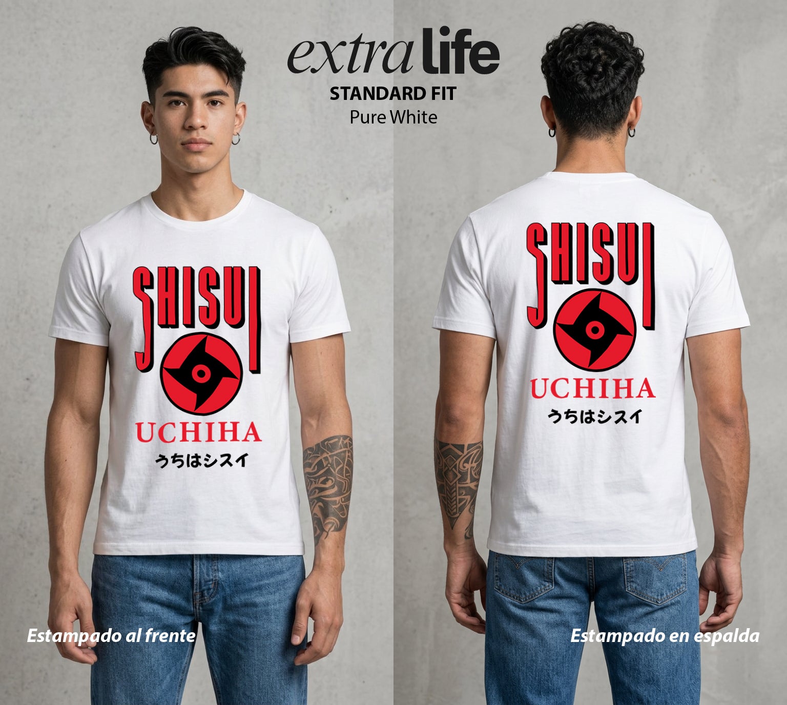 La Aldea Oculta | Zorro de Nueve Colas #02922 - Playera Standard Fit | Pure White - Foto en modelo