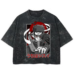 Playera streetwear premium de anime y gaming ExtraLife MX, corte boxy deluxe mineral wash heavyweight en color Acid Wash, moda urbana mexicana de culto.