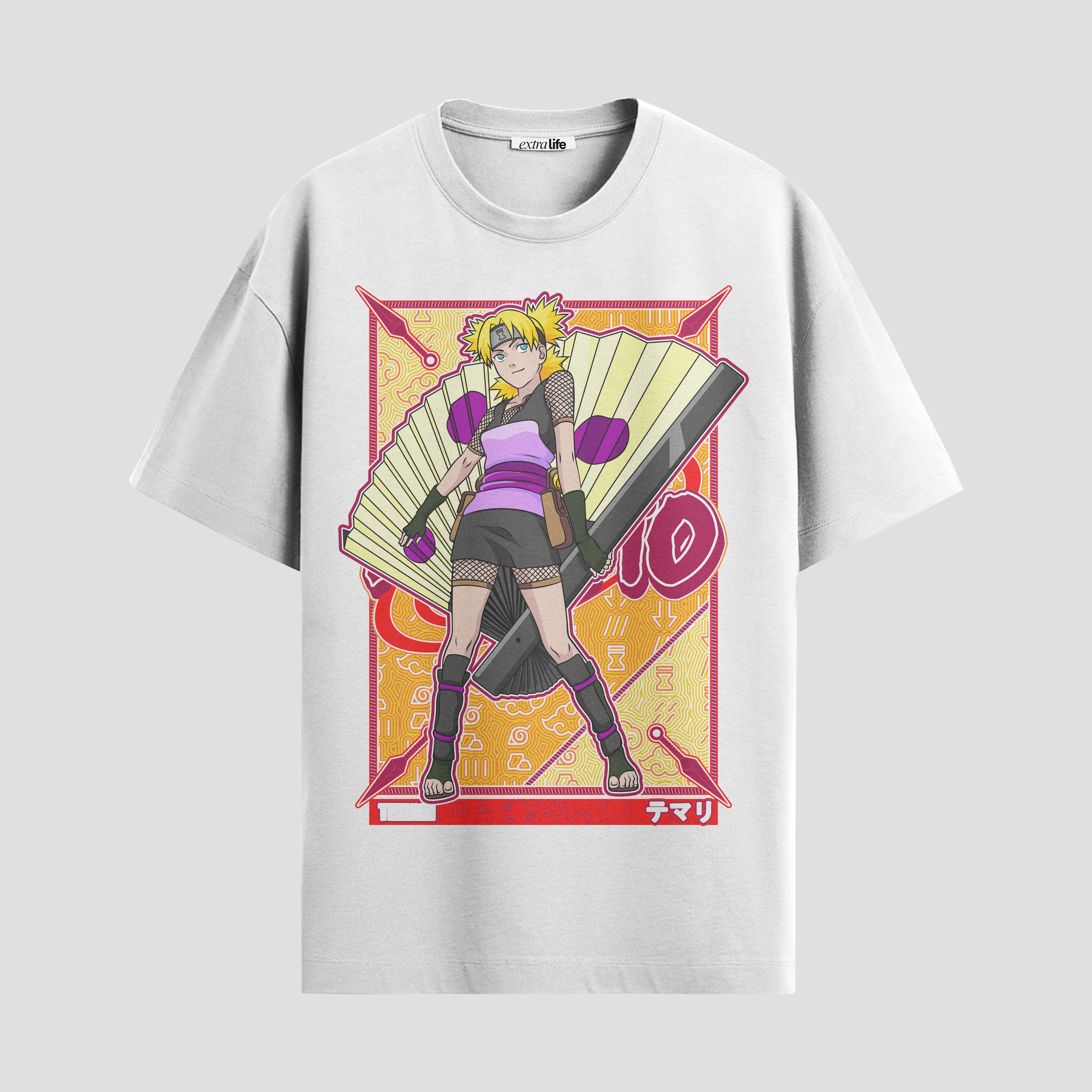 Playera urbana de anime y gaming ExtraLife MX, corte Standard Fit unisex ligero y transpirable en color Deep Black y Pure White, ropa de uso diario para gym y casual.