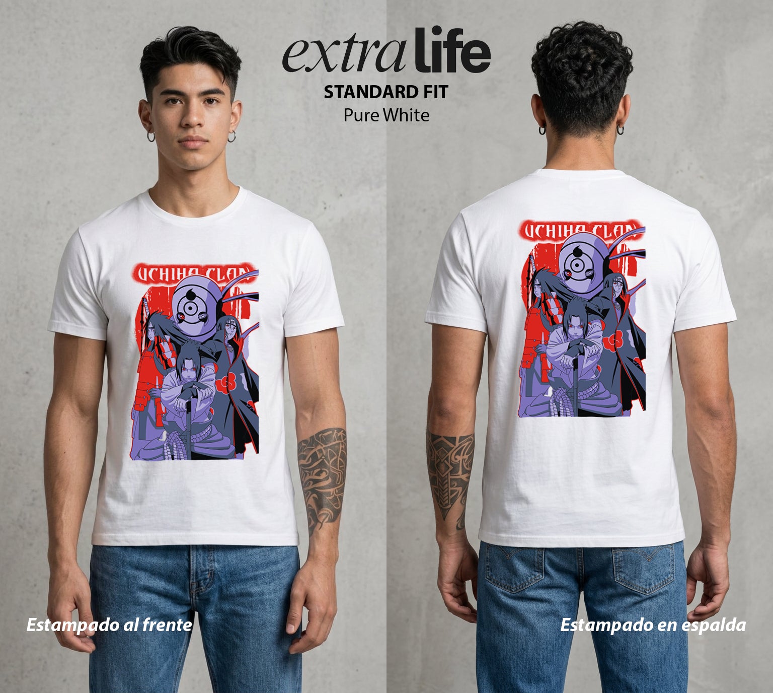 La Aldea Oculta | Zorro de Nueve Colas #02932 - Playera Standard Fit | Pure White - Foto en modelo