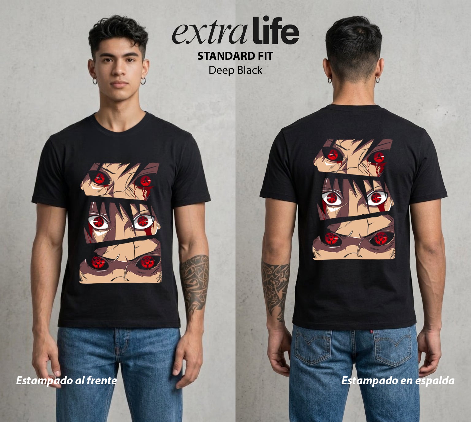 La Aldea Oculta | Zorro de Nueve Colas #02933 - Playera Standard Fit | Deep Black - Foto en modelo