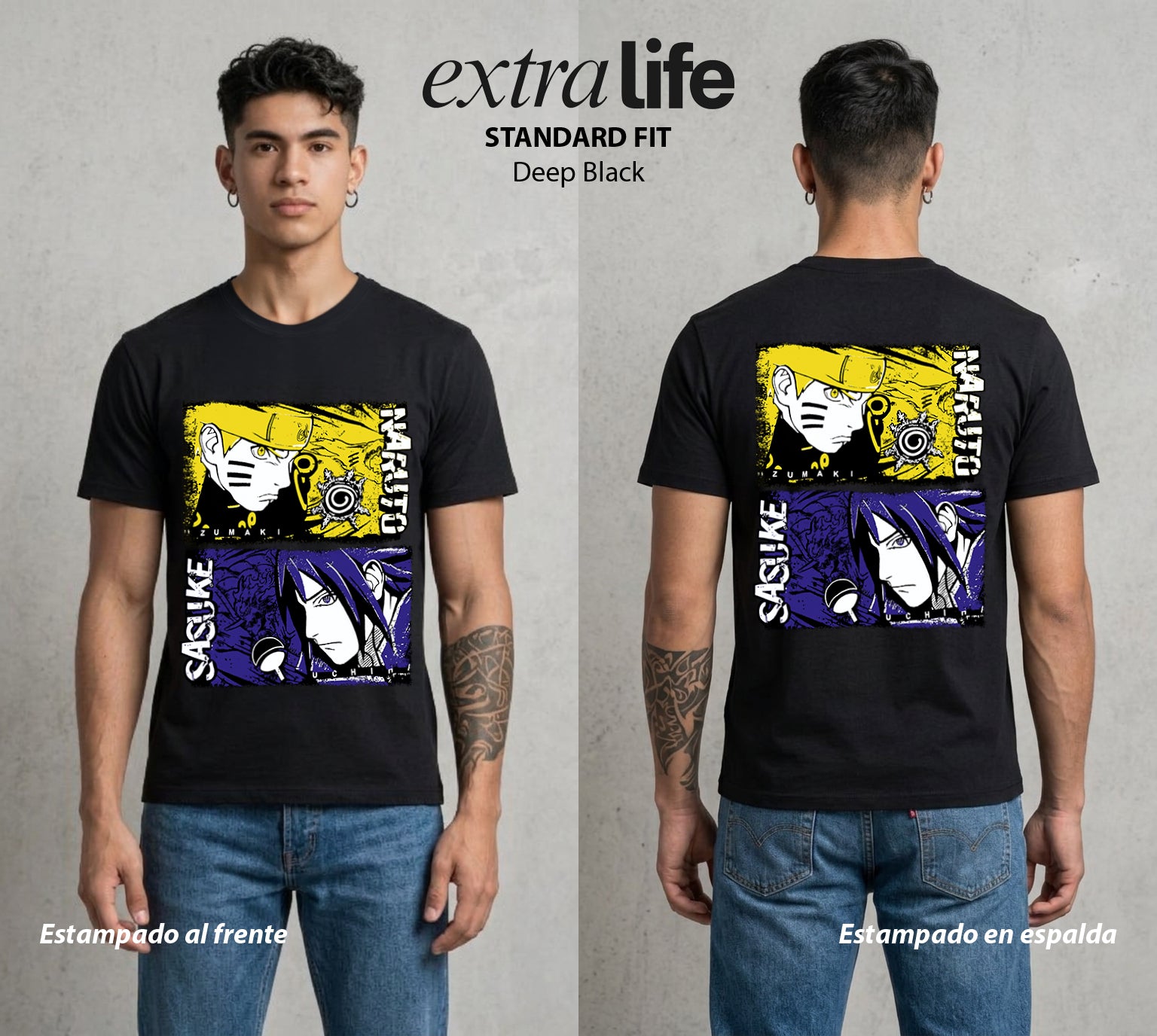 La Aldea Oculta | Zorro de Nueve Colas #02934 - Playera Standard Fit | Deep Black - Foto en modelo
