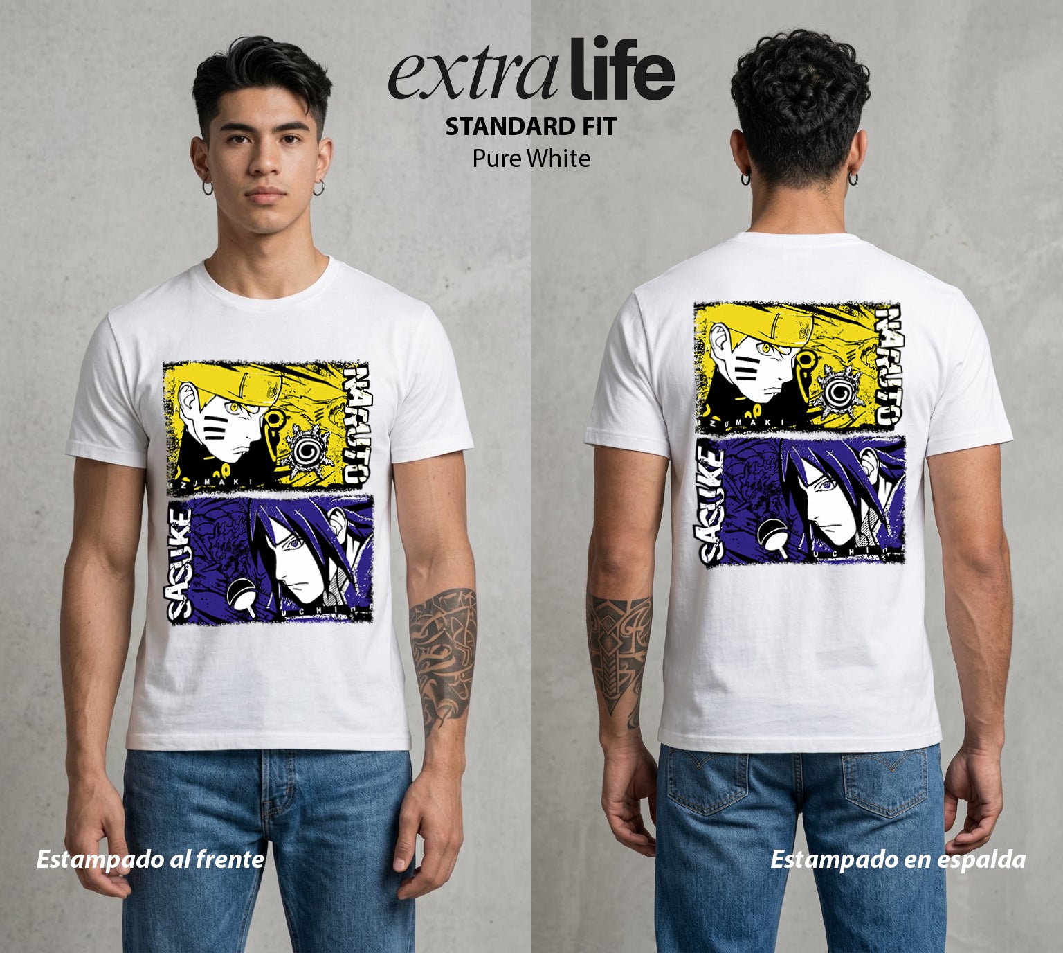 La Aldea Oculta | Zorro de Nueve Colas #02934 - Playera Standard Fit | Pure White - Foto en modelo