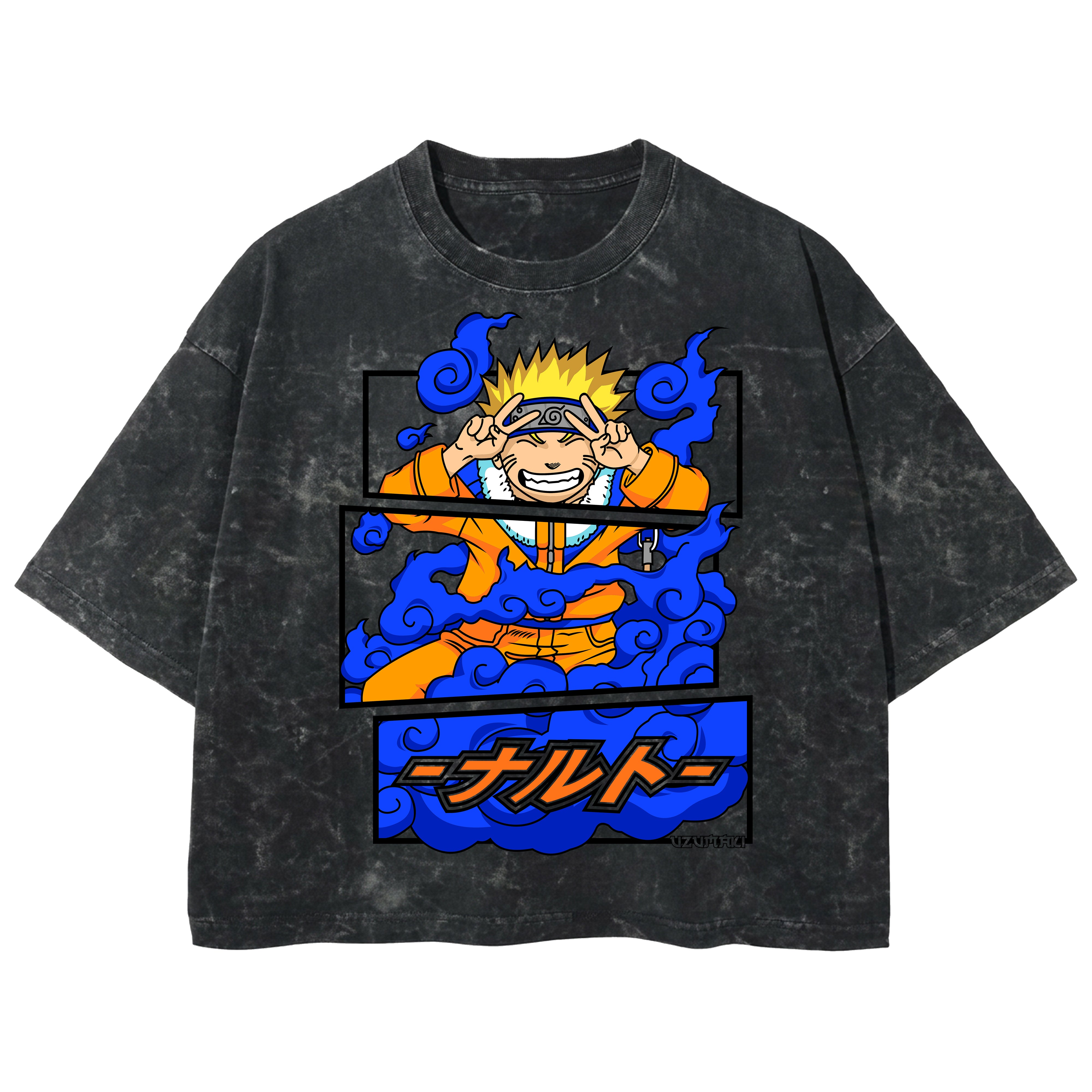 Playera streetwear premium de anime y gaming ExtraLife MX, corte boxy deluxe mineral wash heavyweight en color Acid Wash, moda urbana mexicana de culto.