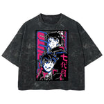 Playera streetwear premium de anime y gaming ExtraLife MX, corte boxy deluxe mineral wash heavyweight en color Acid Wash, moda urbana mexicana de culto.