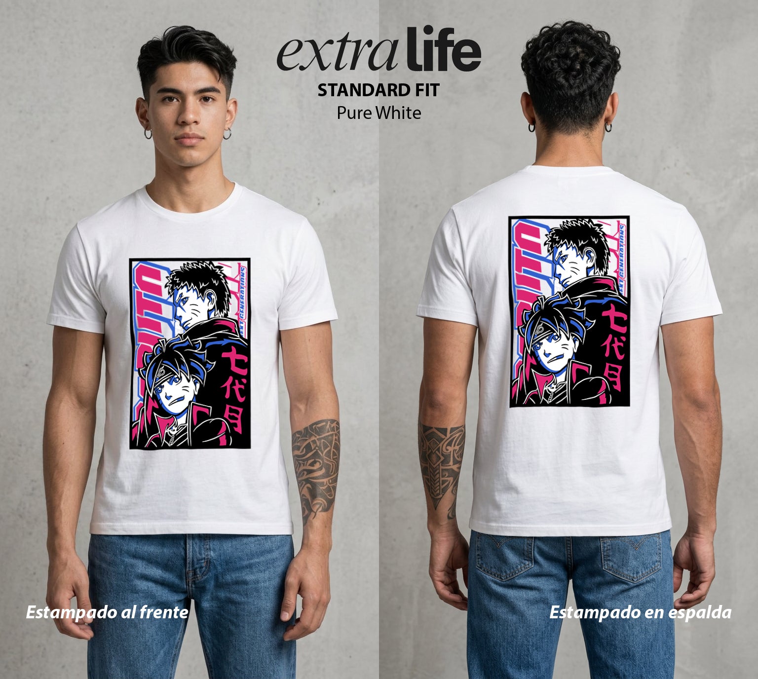 La Aldea Oculta | Zorro de Nueve Colas #02936 - Playera Standard Fit | Pure White - Foto en modelo