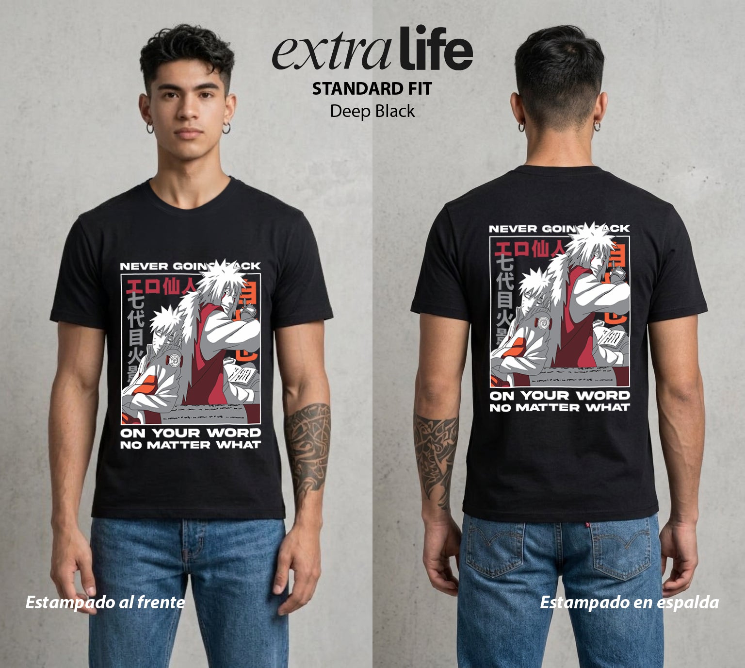 La Aldea Oculta | El Hokage del Futuro #02938 - Playera Standard Fit | Deep Black - Foto en modelo