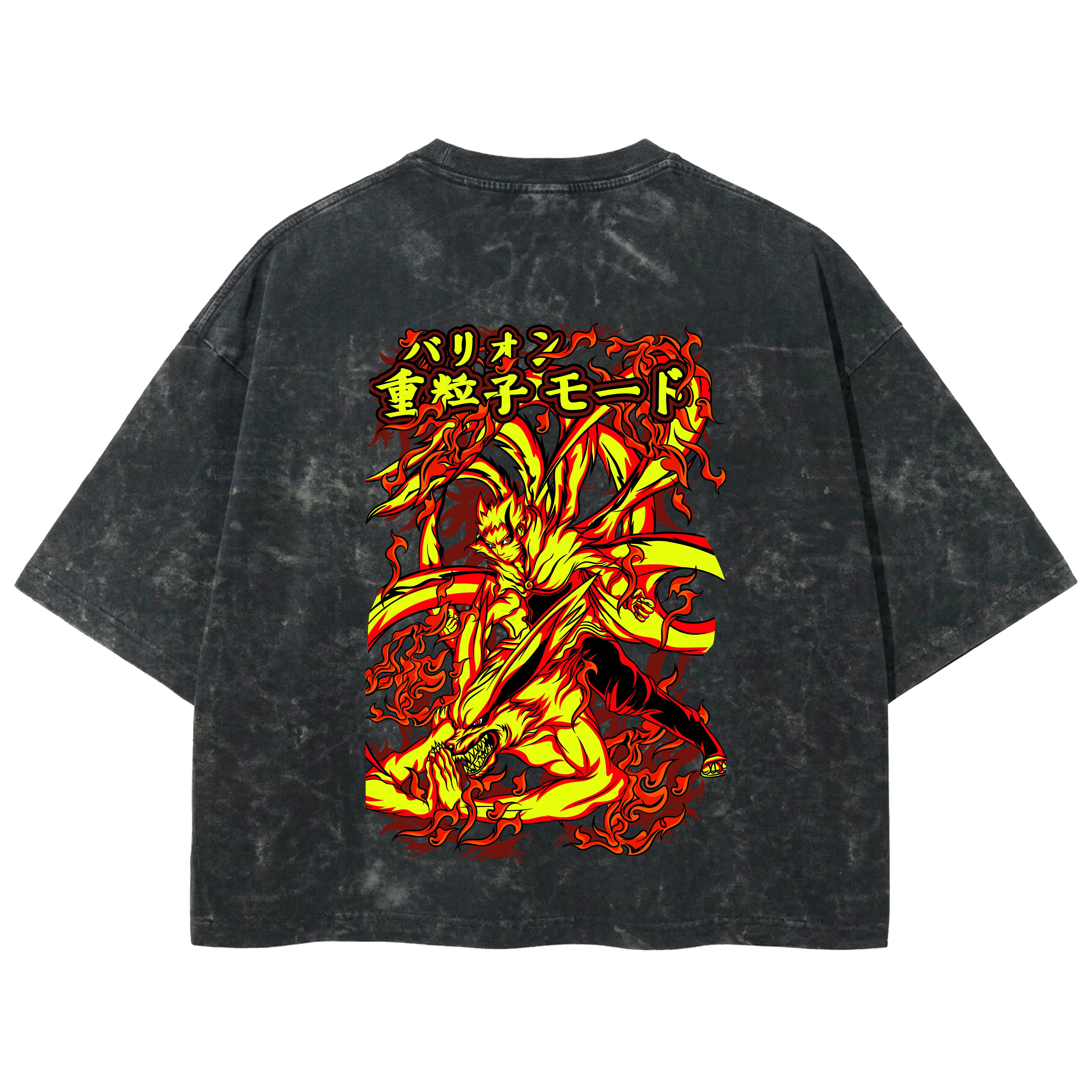 Playera streetwear premium de anime y gaming ExtraLife MX, corte boxy deluxe mineral wash heavyweight en color Acid Wash, moda urbana mexicana de culto.