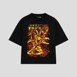 Playera streetwear premium de anime y gaming ExtraLife MX, corte oversized drop shoulder ligero y fresco en color Deep Black y Off-White, moda urbana mexicana de culto.