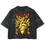 Playera streetwear premium de anime y gaming ExtraLife MX, corte boxy deluxe mineral wash heavyweight en color Acid Wash, moda urbana mexicana de culto.