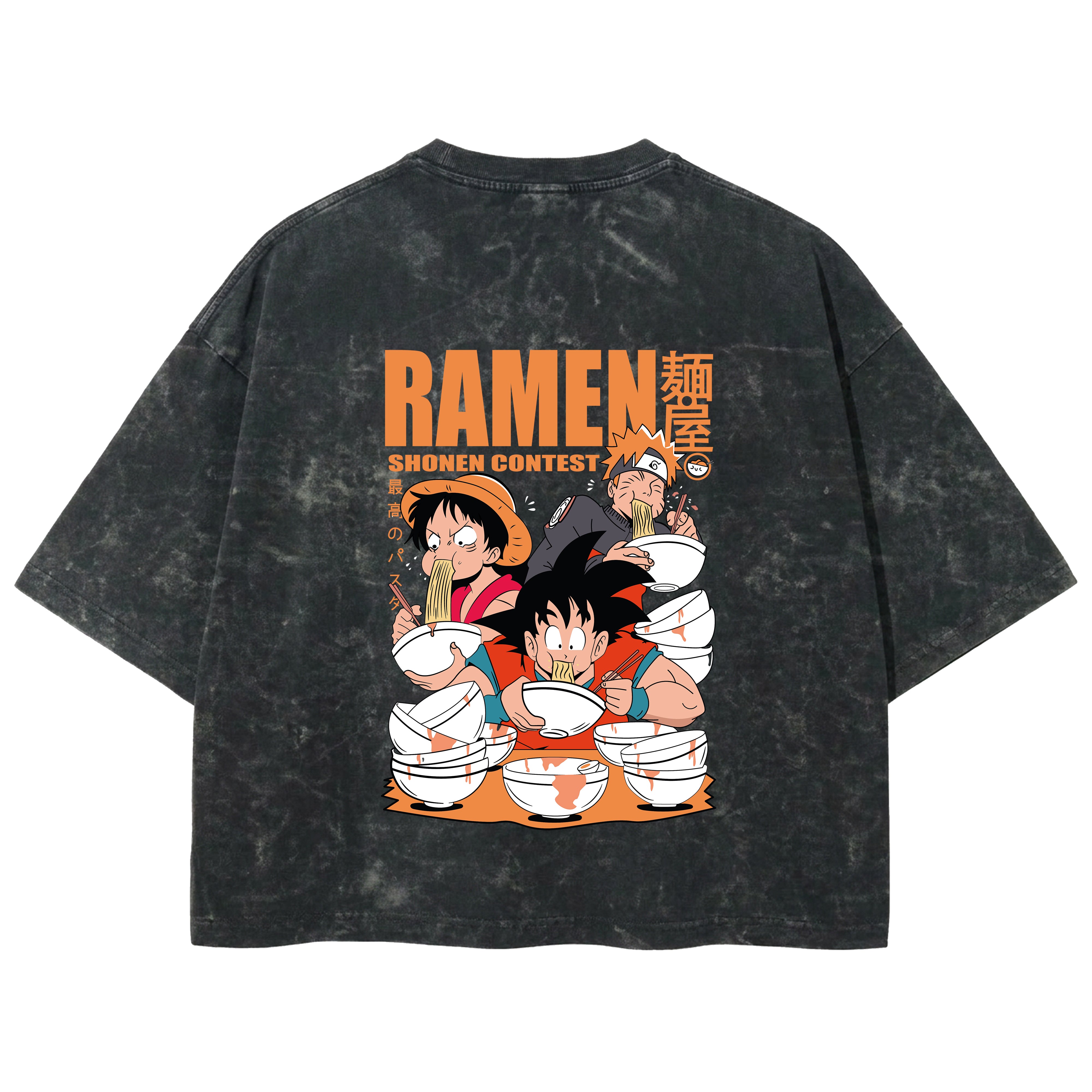 Playera streetwear premium de anime y gaming ExtraLife MX, corte boxy deluxe mineral wash heavyweight en color Acid Wash, moda urbana mexicana de culto.