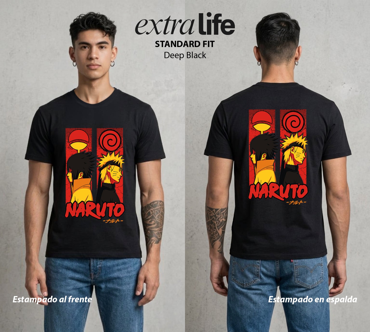 La Aldea Oculta | El Hokage del Futuro #02947 - Playera Standard Fit | Deep Black - Foto en modelo