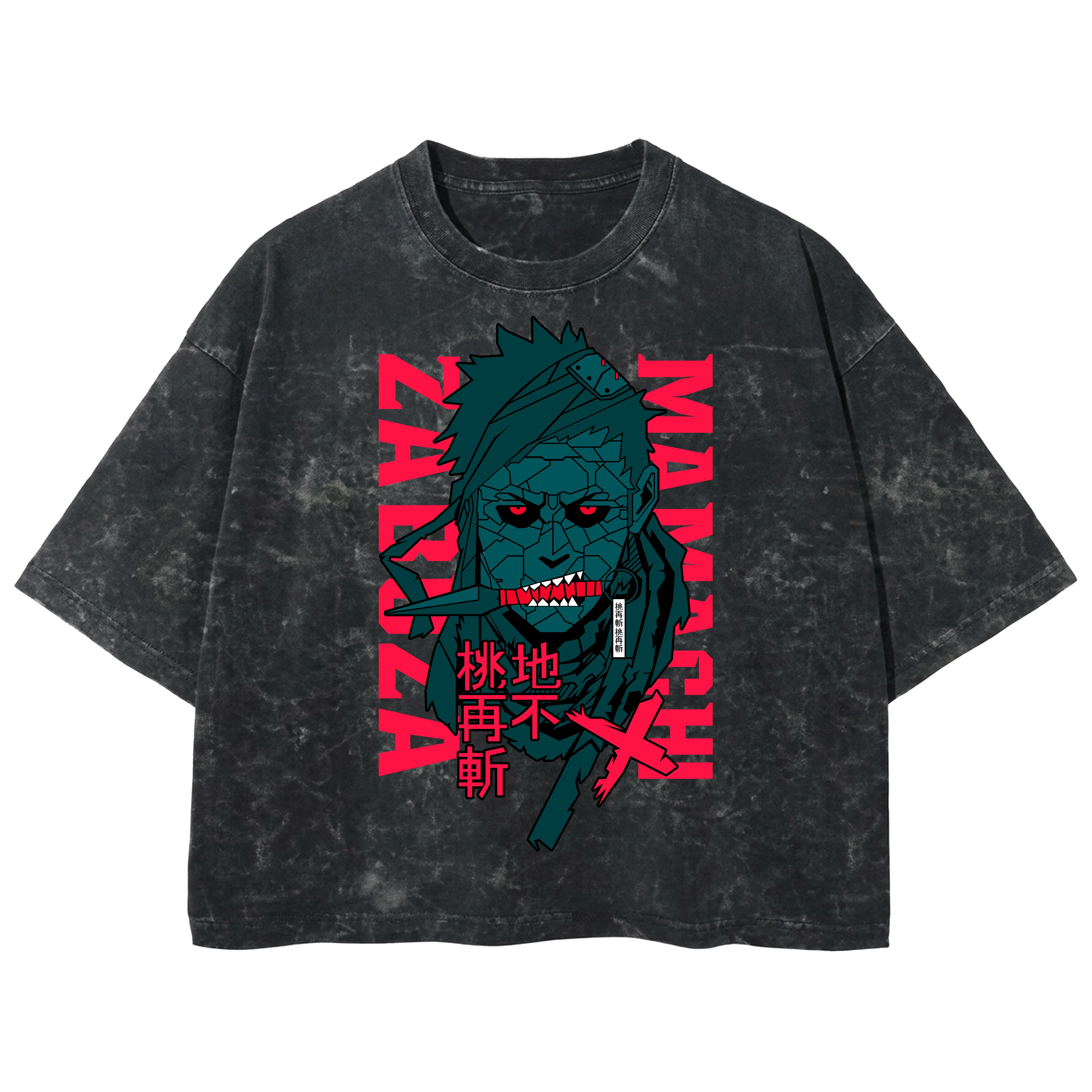Playera streetwear premium de anime y gaming ExtraLife MX, corte boxy deluxe mineral wash heavyweight en color Acid Wash, moda urbana mexicana de culto.