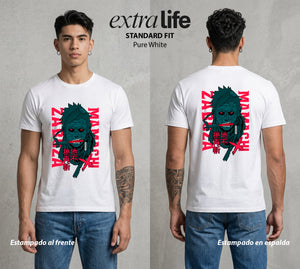 La Aldea Oculta | Zorro de Nueve Colas #02951 - Playera Classic Premium | Pure White - Foto en modelo