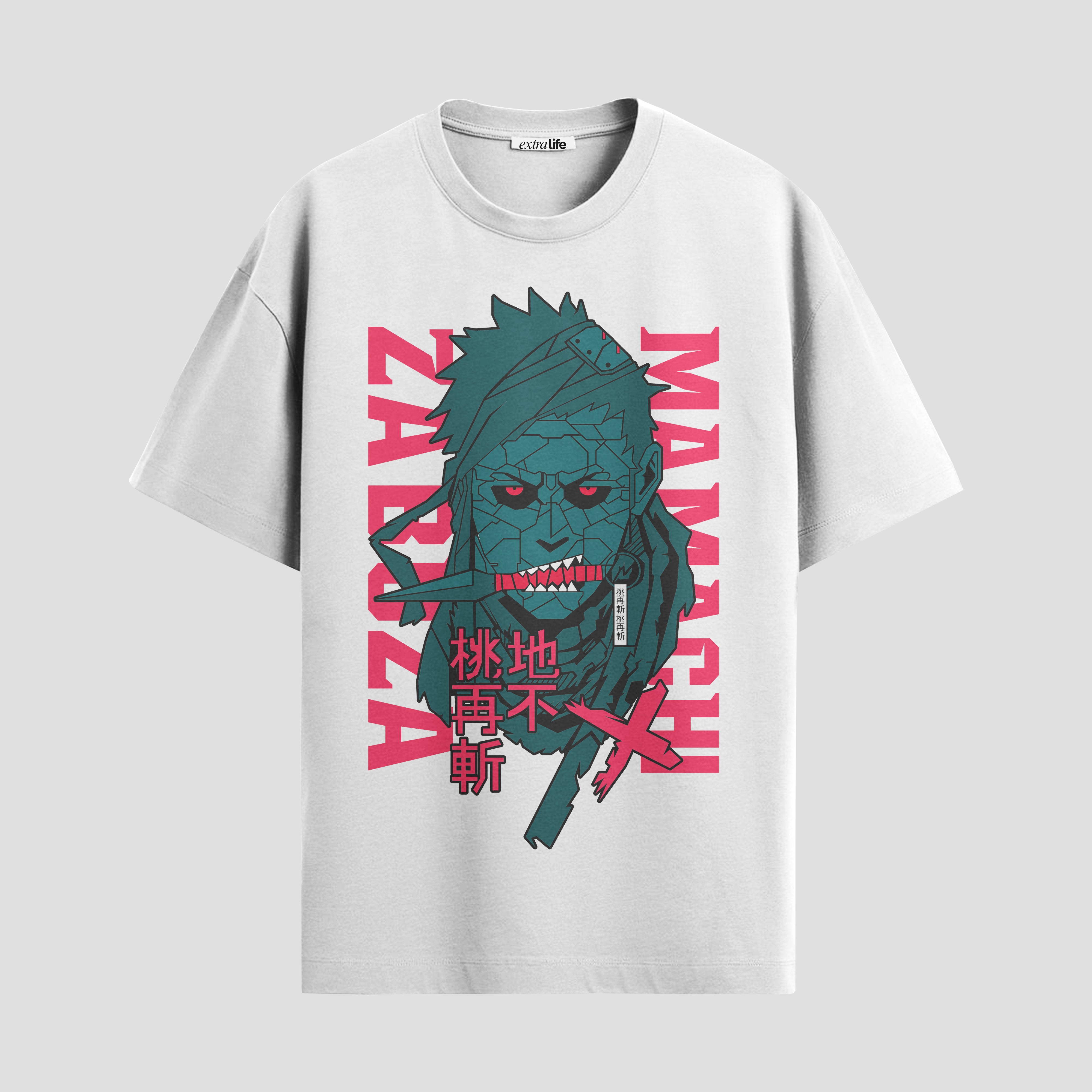 Playera urbana de anime y gaming ExtraLife MX, corte Standard Fit unisex ligero y transpirable en color Deep Black y Pure White, ropa de uso diario para gym y casual.