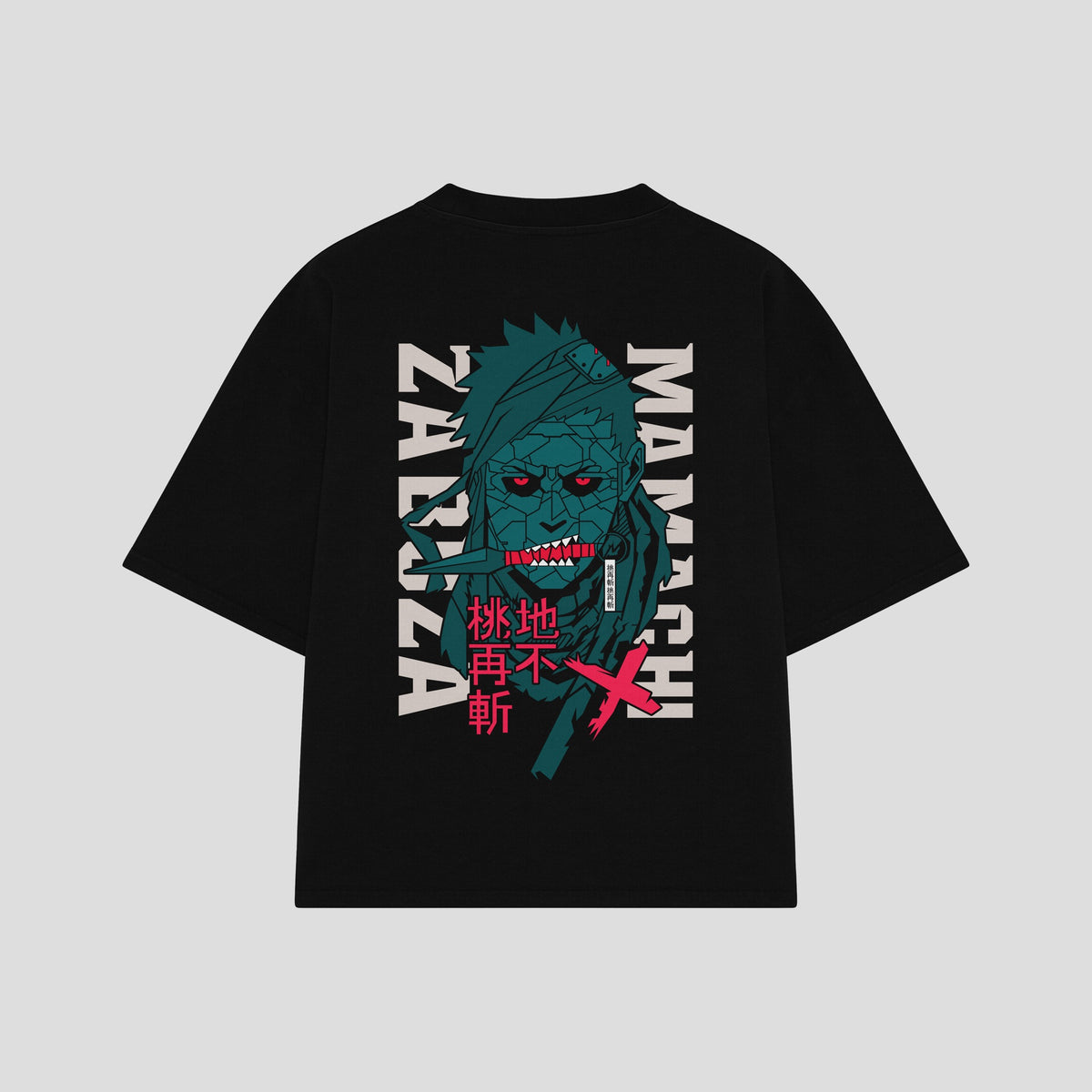 Playera streetwear premium de anime y gaming ExtraLife MX, corte oversized drop shoulder ligero y fresco en color Deep Black y Off-White, moda urbana mexicana de culto.