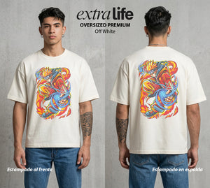 La Aldea Oculta | El Hokage del Futuro #02954 - Playera Oversized Premium | Off White - Foto en modelo