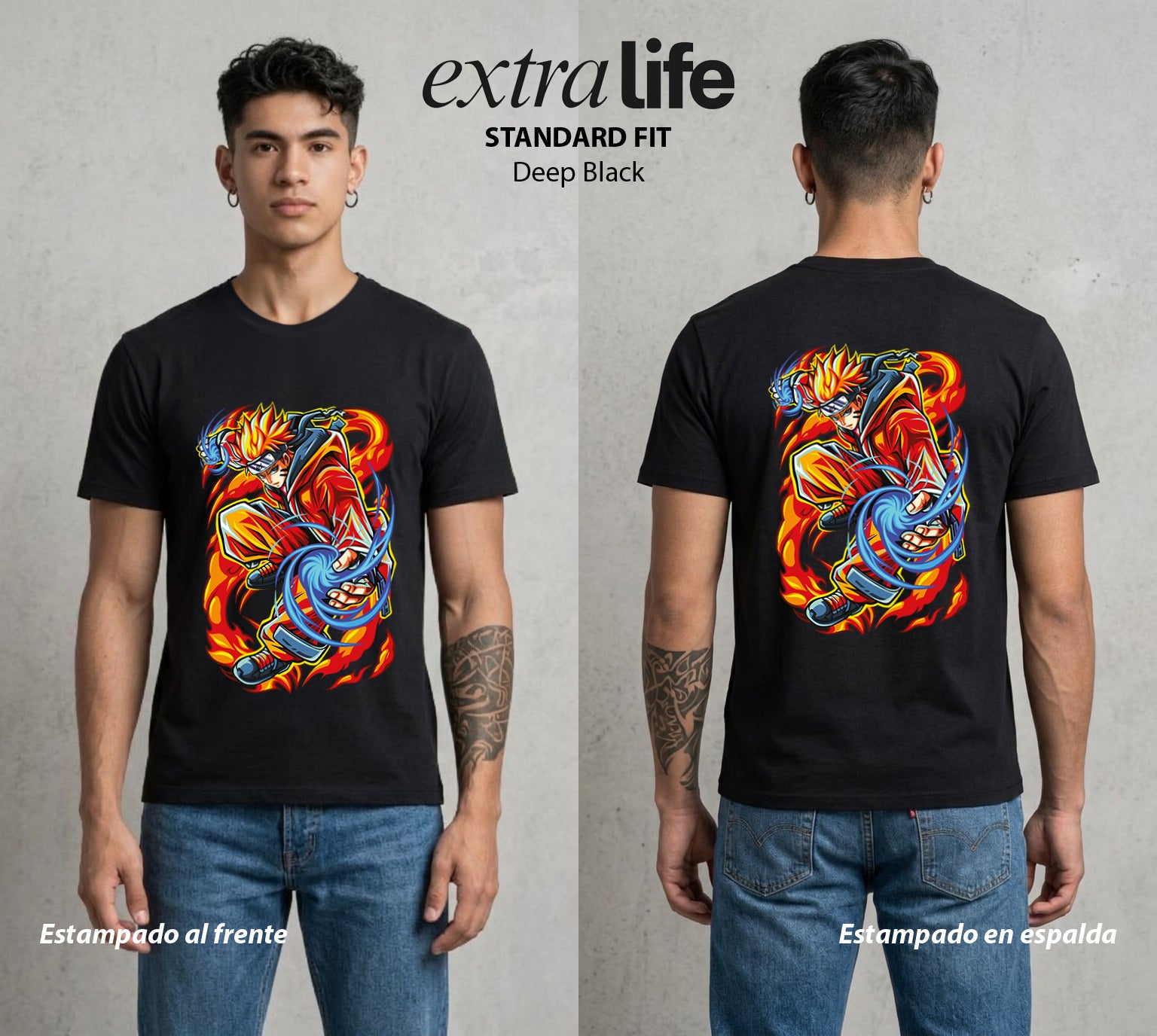 La Aldea Oculta | El Hokage del Futuro #02954 - Playera Standard Fit | Deep Black - Foto en modelo