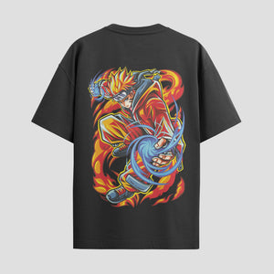 Playera urbana de anime y gaming ExtraLife MX, corte Standard Fit unisex ligero y transpirable en color Deep Black y Pure White, ropa de uso diario para gym y casual.