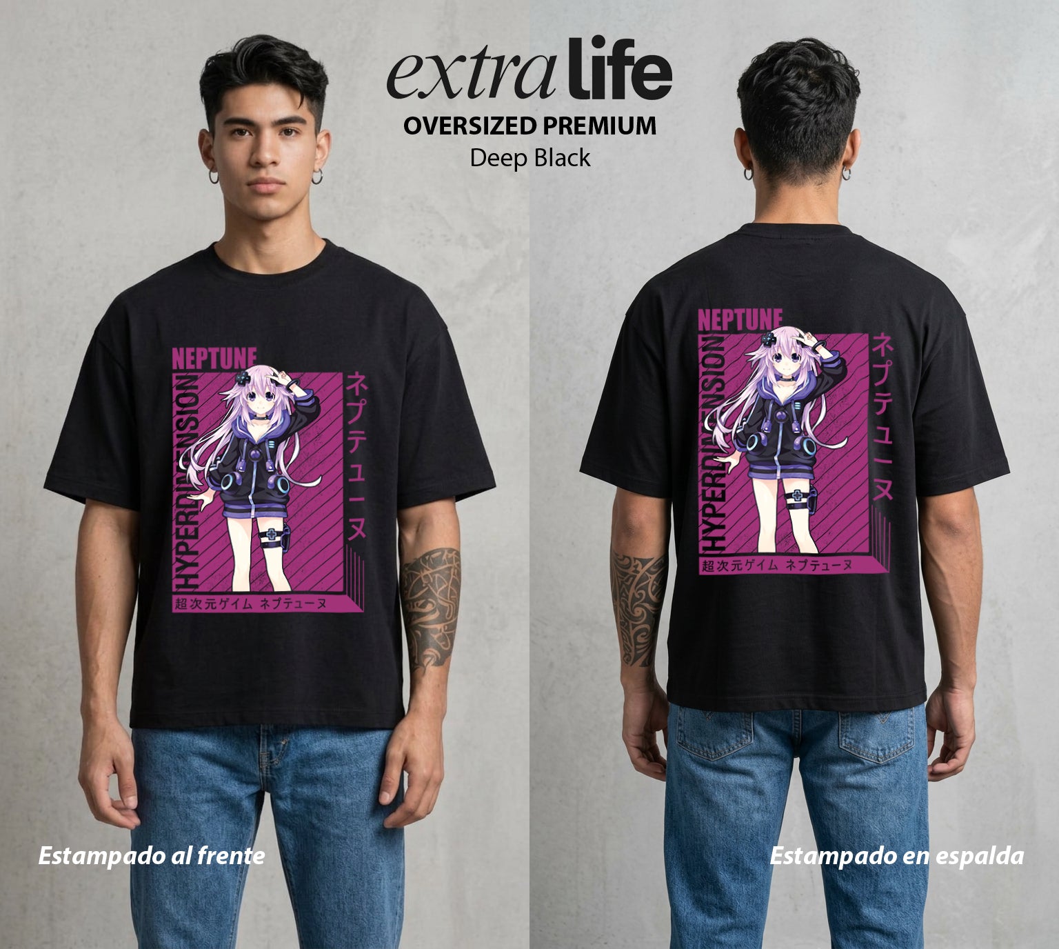 La Diosa del Videojuego | El Poder del Videojuego #02956 - Playera Oversized Premium | Deep Black - Foto en modelo