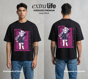 La Diosa del Videojuego | El Poder del Videojuego #02956 - Playera Oversized Premium | Deep Black - Foto en modelo