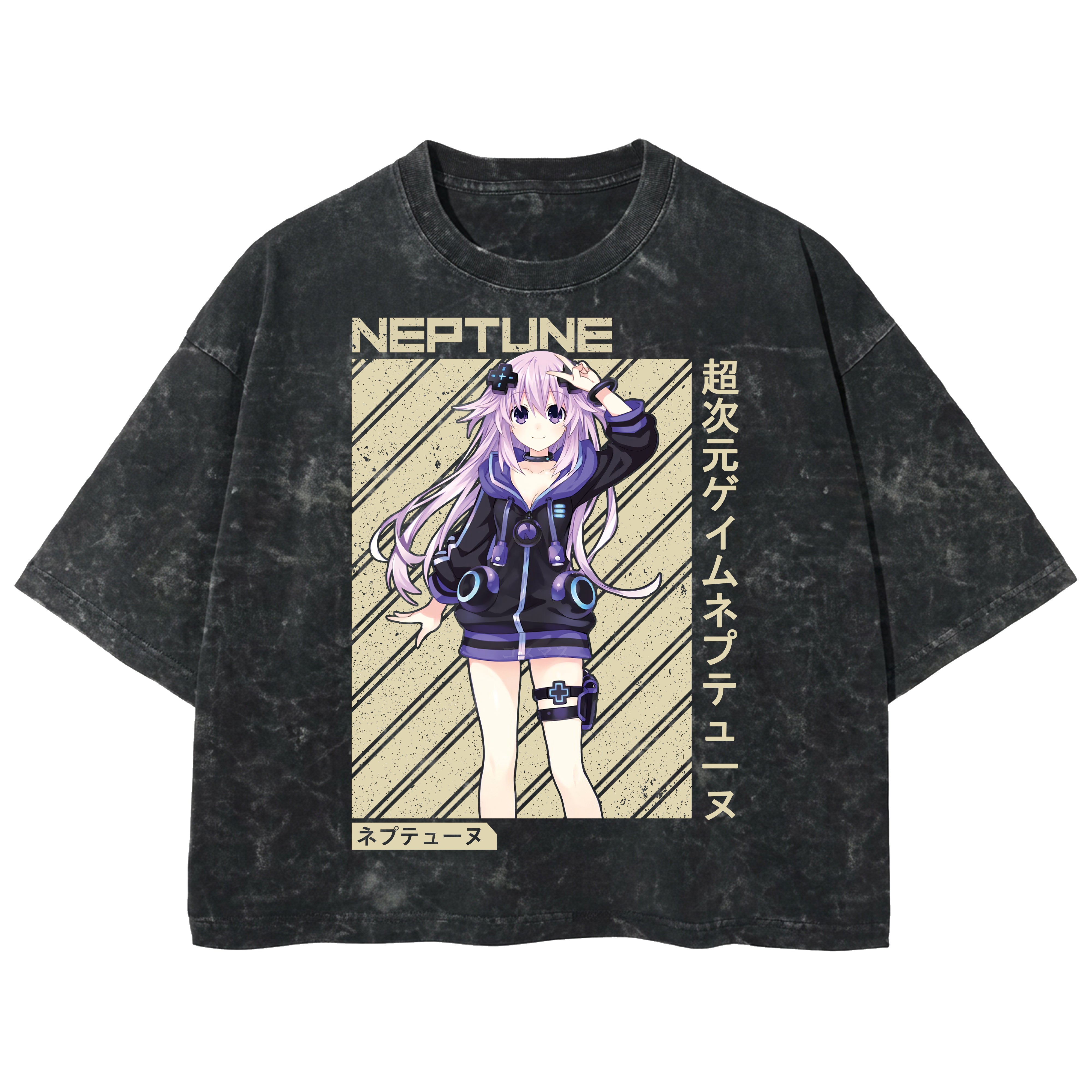 Playera streetwear premium de anime y gaming ExtraLife MX, corte boxy deluxe mineral wash heavyweight en color Acid Wash, moda urbana mexicana de culto.