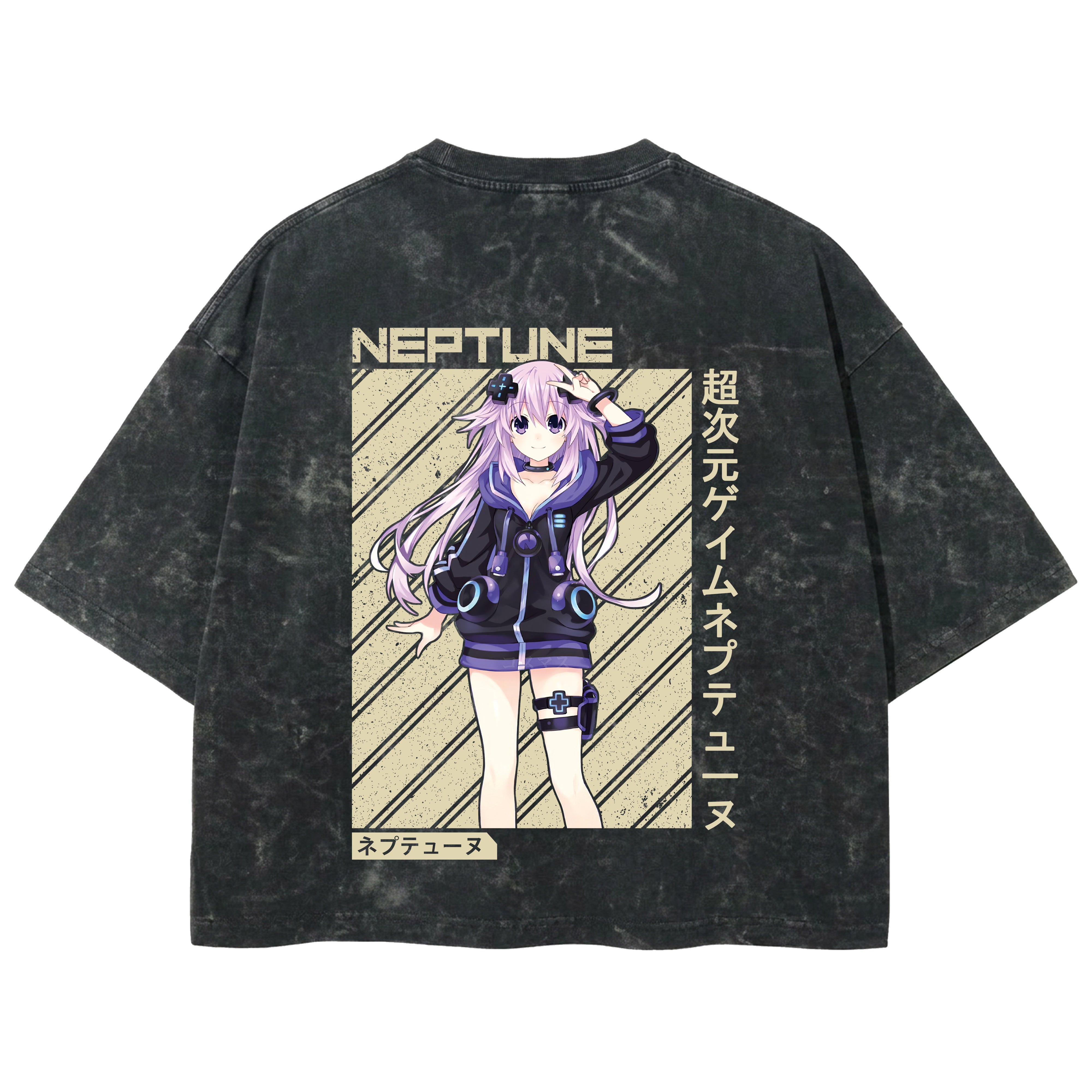 Playera streetwear premium de anime y gaming ExtraLife MX, corte boxy deluxe mineral wash heavyweight en color Acid Wash, moda urbana mexicana de culto.