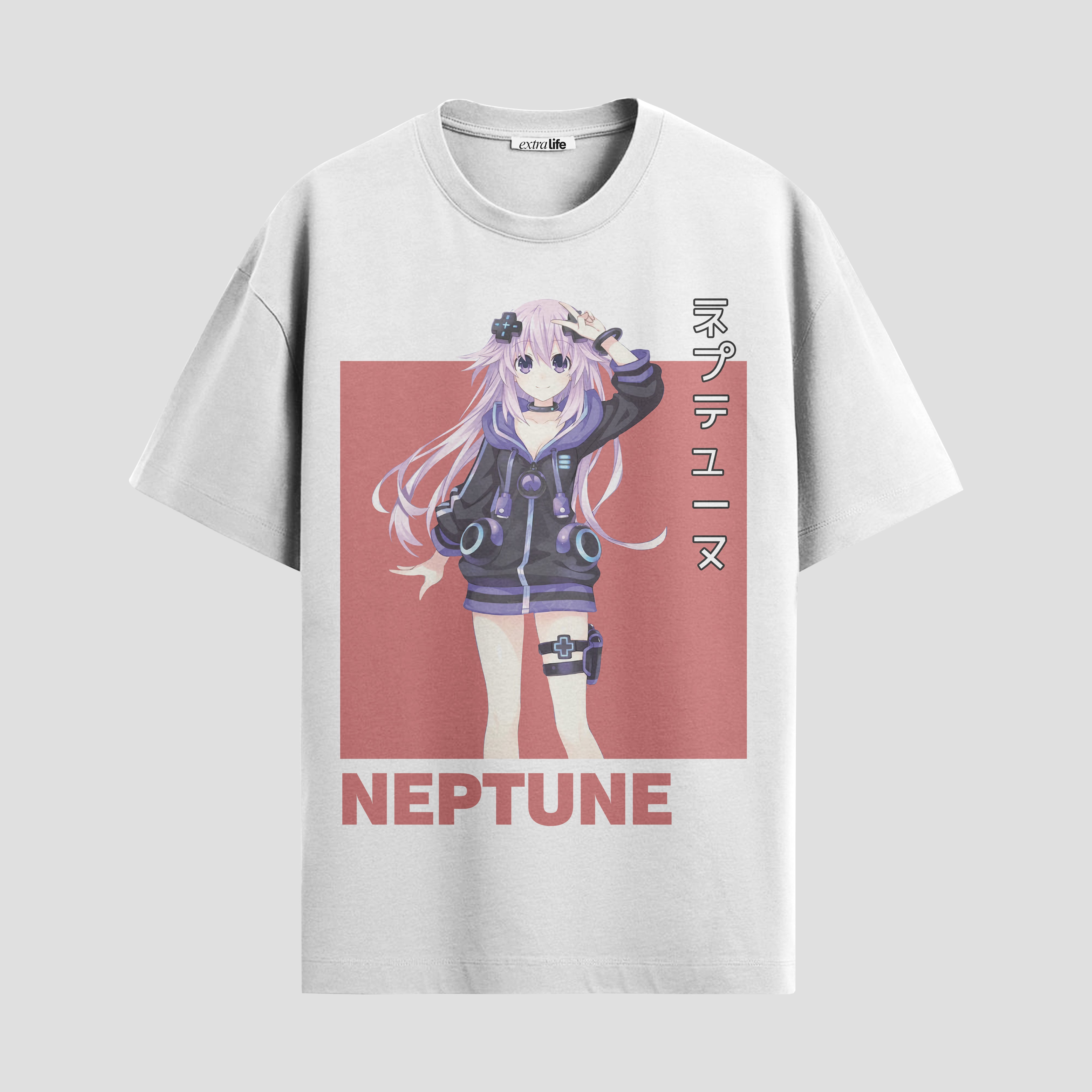 Playera urbana de anime y gaming ExtraLife MX, corte Standard Fit unisex ligero y transpirable en color Deep Black y Pure White, ropa de uso diario para gym y casual.