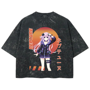 Playera streetwear premium de anime y gaming ExtraLife MX, corte boxy deluxe mineral wash heavyweight en color Acid Wash, moda urbana mexicana de culto.