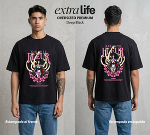 Mar de los Piratas | La Historiadora #02963 - Playera Oversized Premium | Deep Black - Foto en modelo