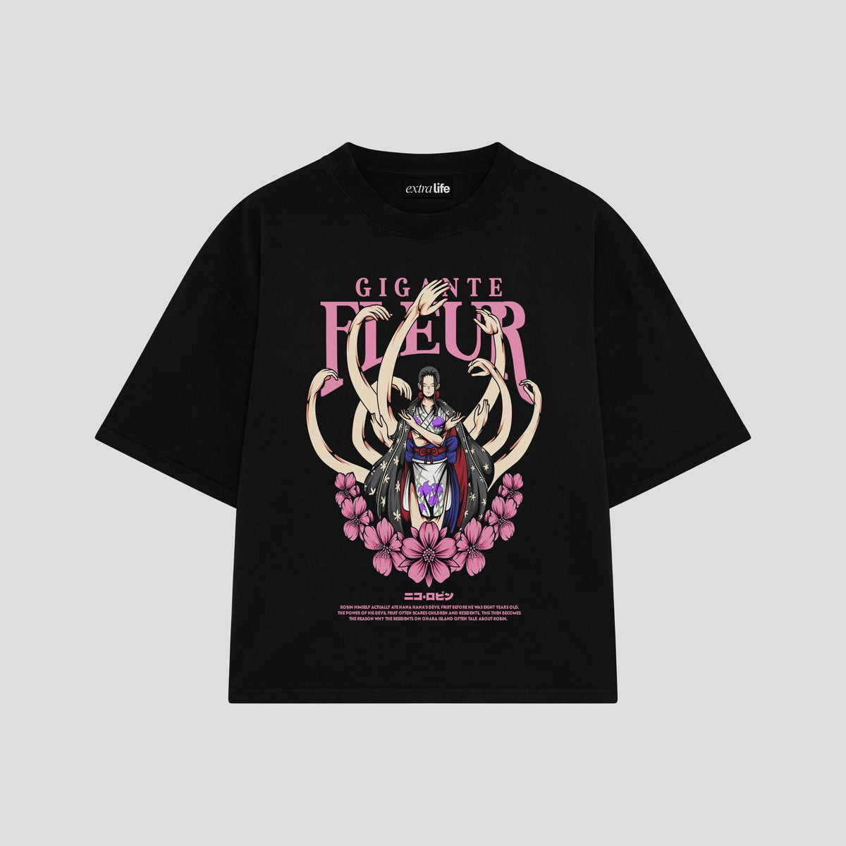 Playera streetwear premium de anime y gaming ExtraLife MX, corte oversized drop shoulder ligero y fresco en color Deep Black y Off-White, moda urbana mexicana de culto.
