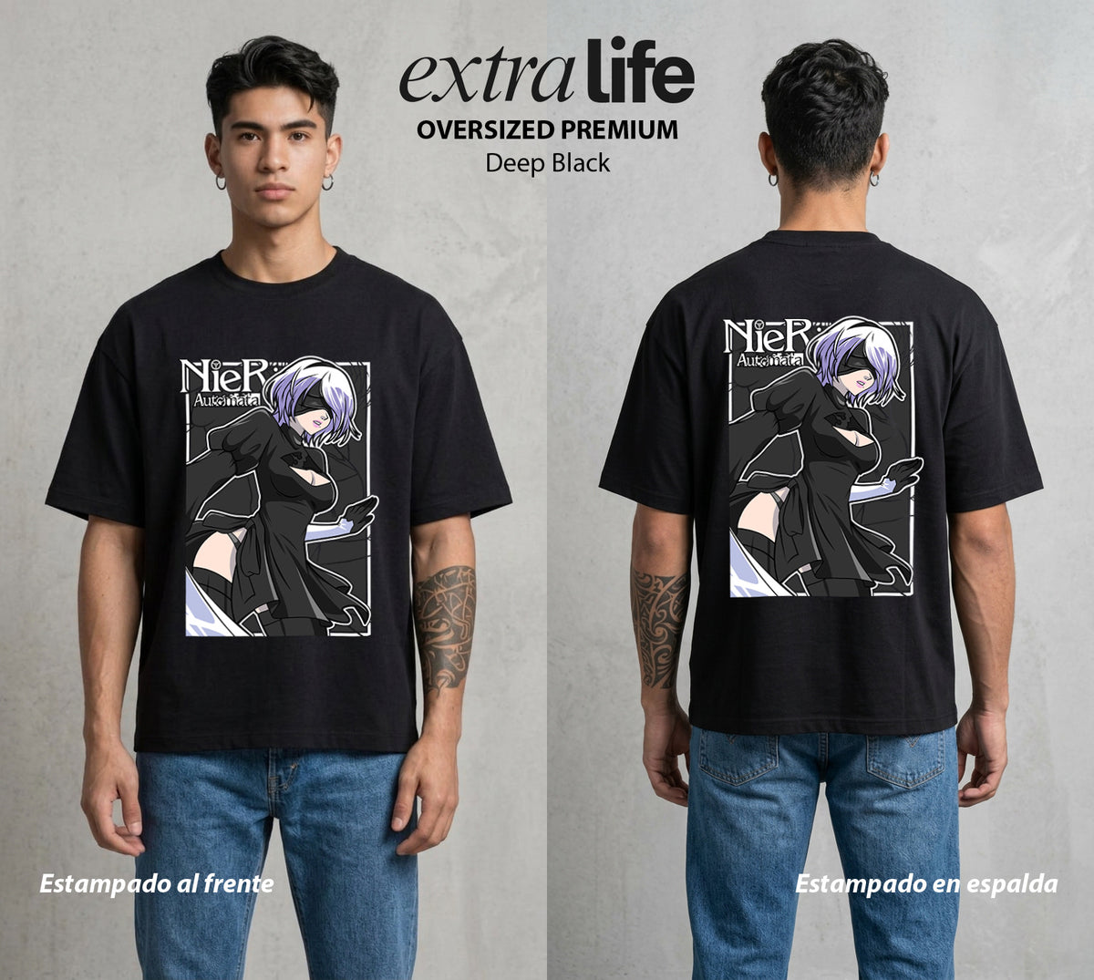 El Mundo Post-Apocaliptico | La Androide del Fin #02964 - Playera Oversized Premium | Deep Black - Foto en modelo